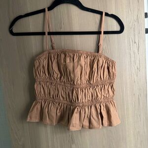 Lee | Tan Ruched Ruffled Cami | Size M